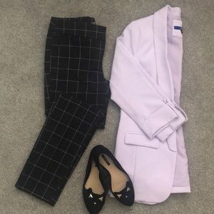 Dark grey check print pants